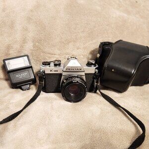 Vintage Camera Kit - Pentax Asahi K1000 Film Camera w/Lens + Soligor 14 S Electr